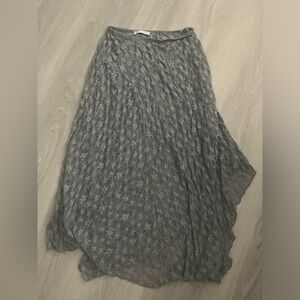 Zara grey long aesthetic maxi skirt flower embroidery size Small